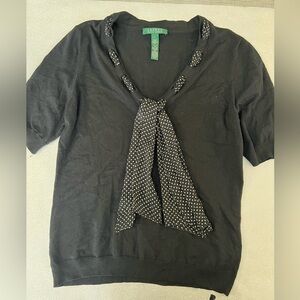 Lauren Ralph Lauren Women's Petite large  Black Short Sleeve‎ Top